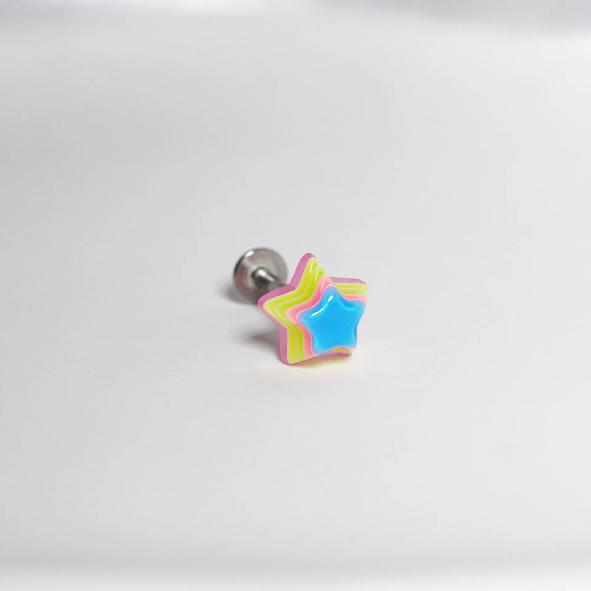 Colorful Pentagram Resin Lip Stud Love Color Stainless Steel Star Heart Lip Earbone Stud Earrings Piercing Septum Jewelry