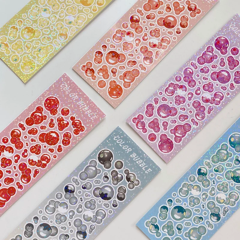 1 Sheets Planner Stickers Colorful Laser Bubble Decoration Diy Card Scrapbooking Journal Diary Album Stickers Korean Stationery