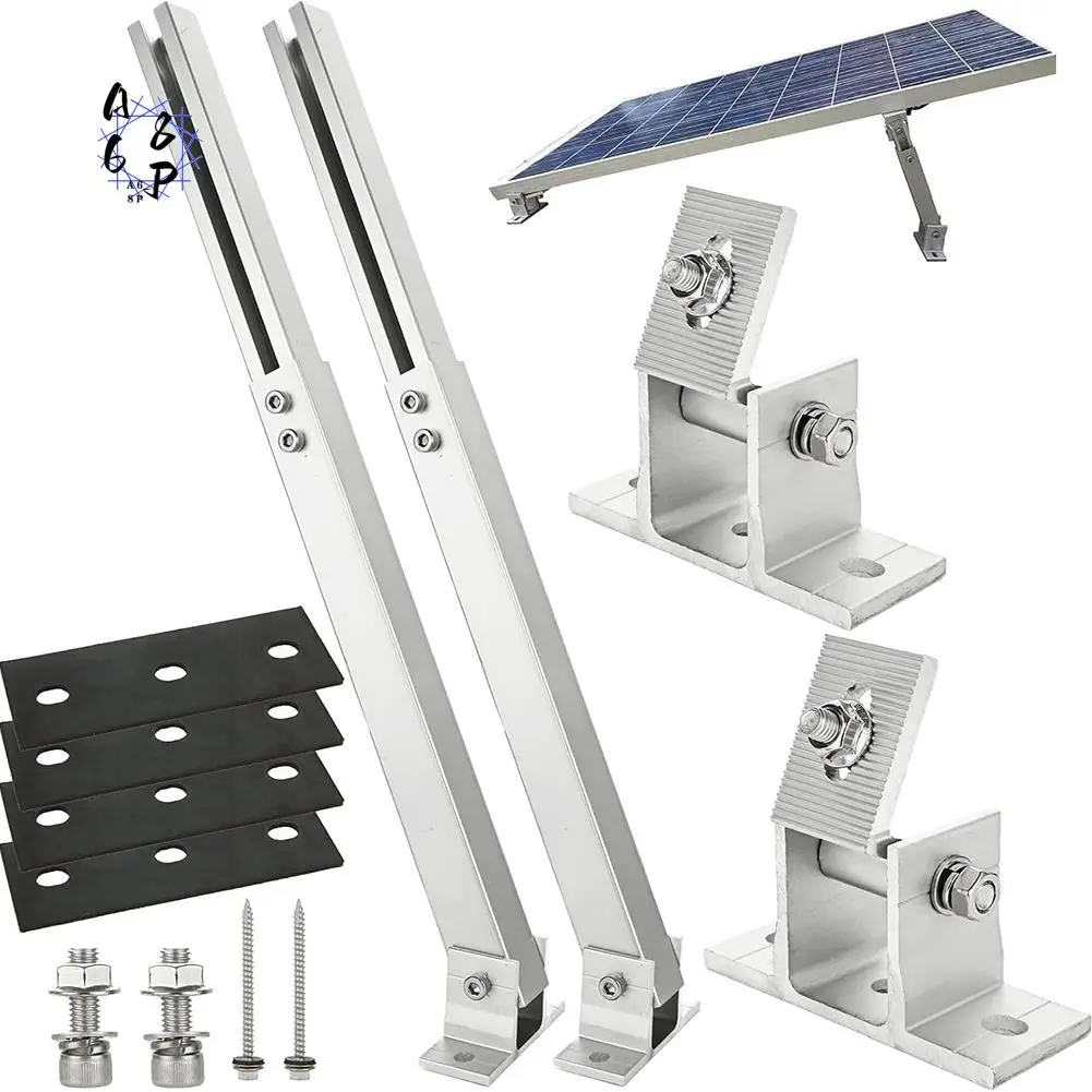 A68P-Adjustable Solar Panel Tilt Mount Brackets Aluminum Alloy Solar Panel Mounting For Flat Surface Roof RV Boat Off-Grid