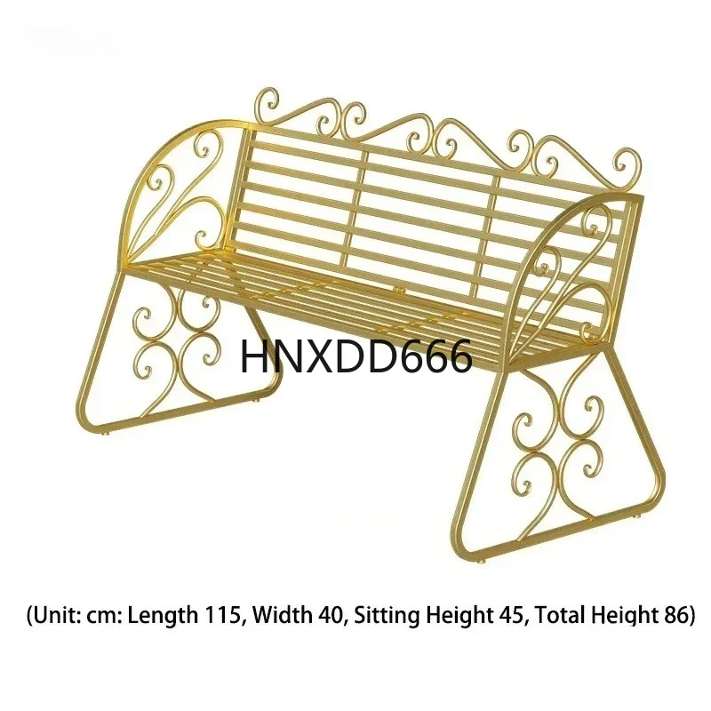 

Nordic Iron Garden Chairs Outdoor Public Area Long Double Chairs Courtyard Terrace Chairs Leisure Park Chair Outdoor Furniture T