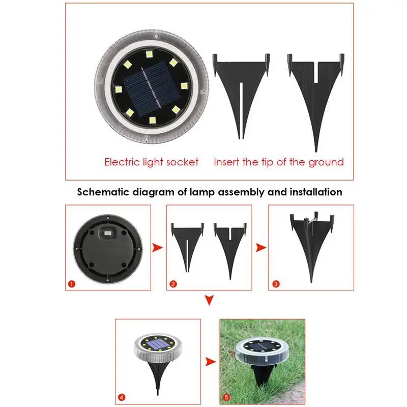 Lampu lanskap tenaga surya, lampu Disk tenaga surya tahan air lampu dalam tanah luar ruangan tahan air pencahayaan lanskap taman lampu surya LED