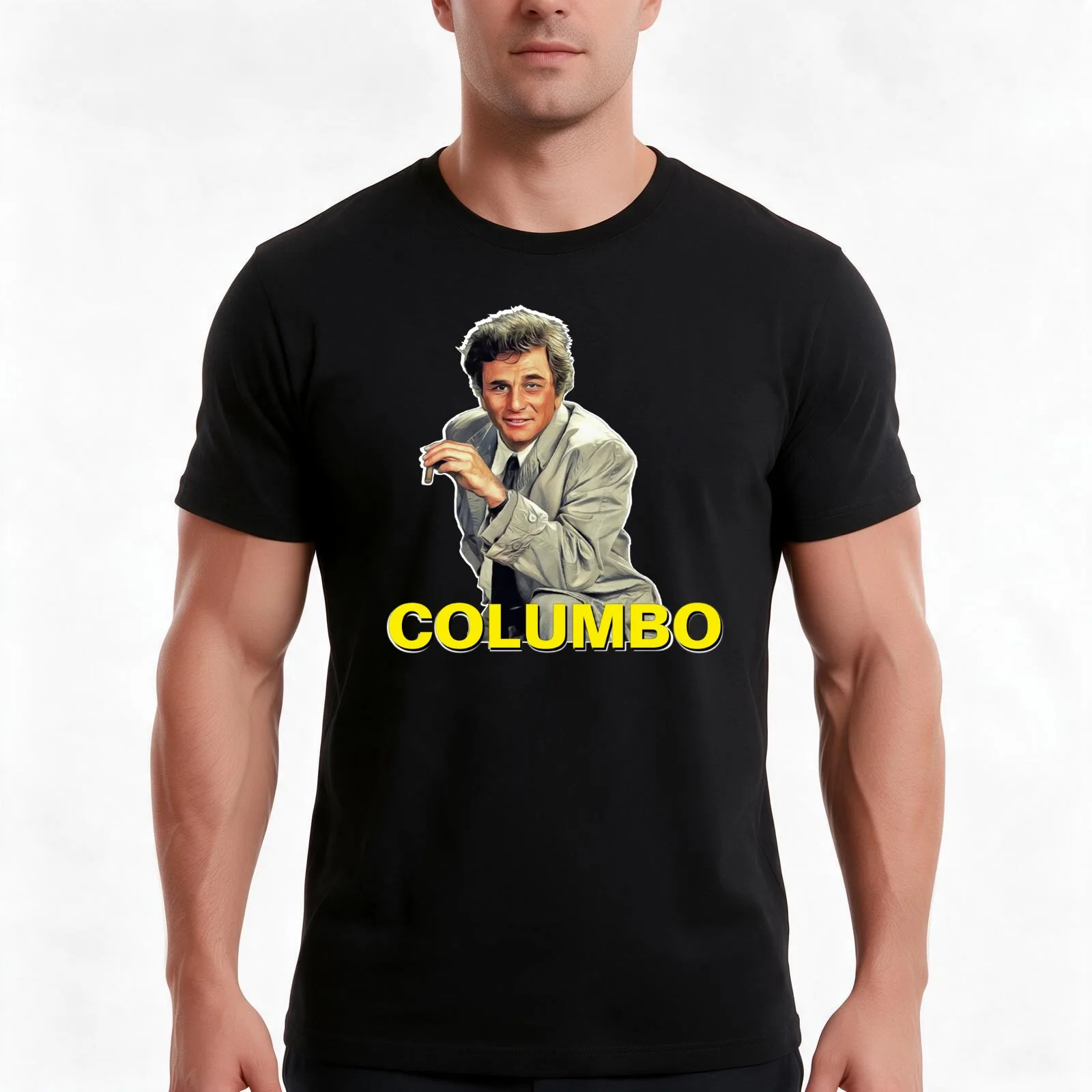 COLUMBO Vintage style Portrait art T-Shirt Summer Casual Cotton Tee Oversized Streetwear Tops Vintage Graphic Print