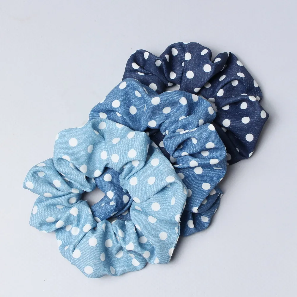 3 Stück Denim-Haargummis für Mädchen und Frauen, Paisley-elastische Haarbänder, Haargummi, Pferdeschwanz-Halter, Haar-Gummibänder, Denim-Haar-Accessoires – Detail 4