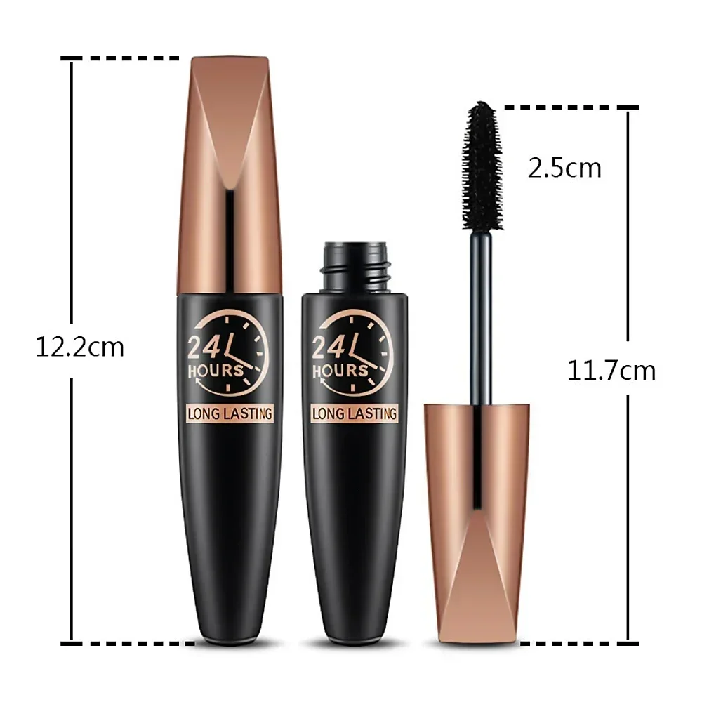 Waterproof Mascara Lengthens Anti-sweat Eyelashes Extension Black Silk Fiber Mascara Women Non-smudge Mascara Makeup Cosmetics