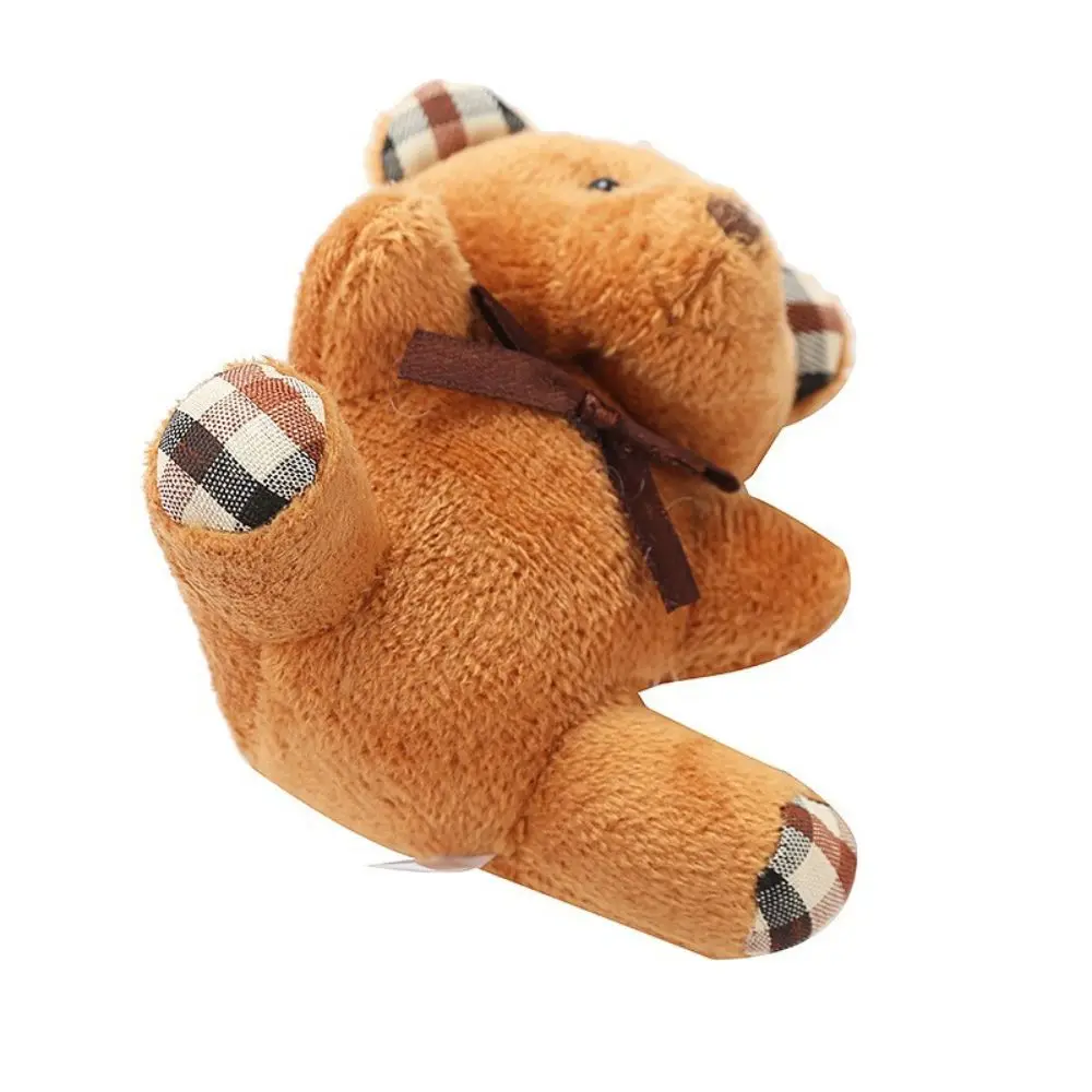 Cute 9cm Teddy Bear Keychain Bowknot Bow Tie Stuffed Bear Bag Pendant Soft Bear Keyring Bag Decor
