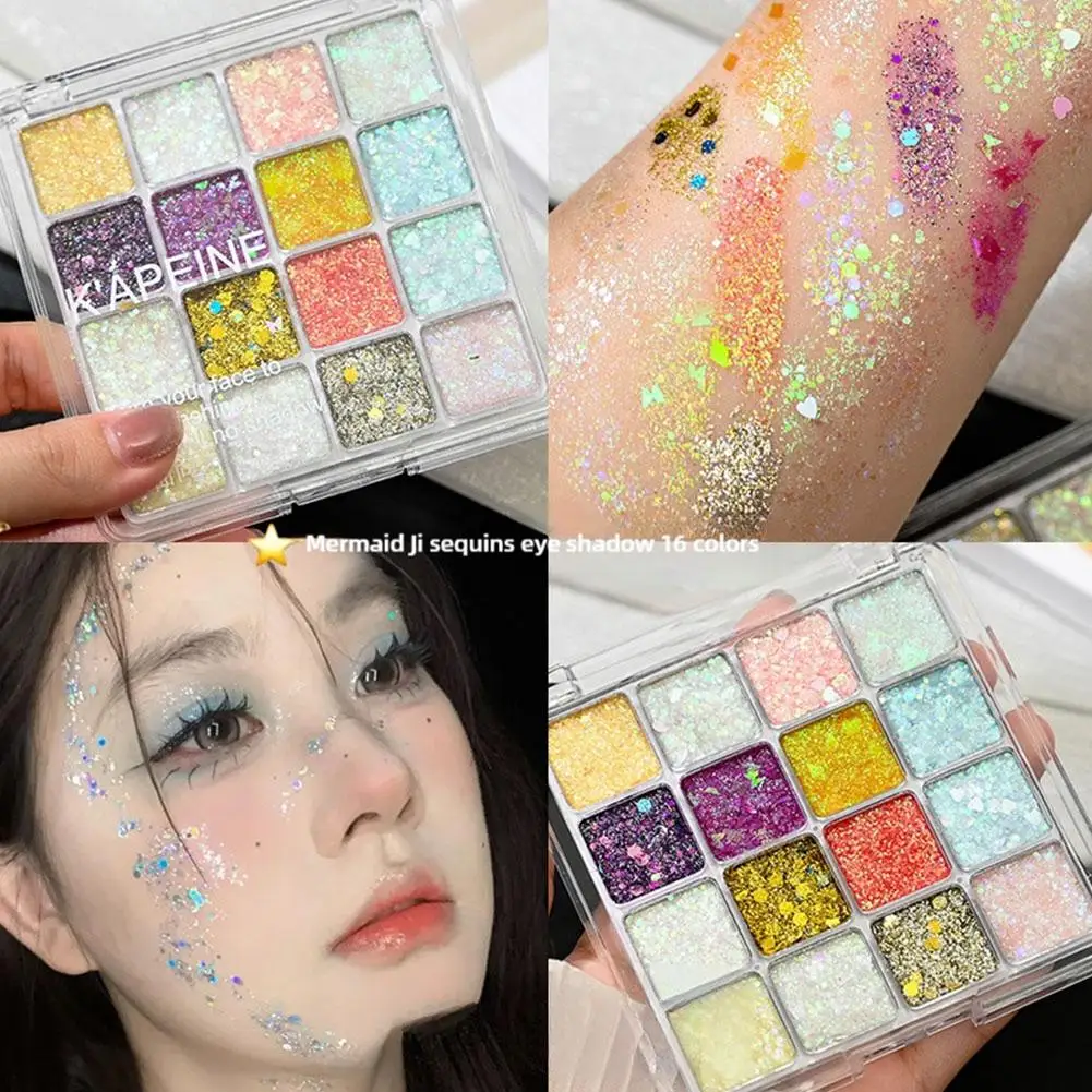 16/25Colors Glitter Eyeshadow Palette Shimmer Multicolor Mermaid Sparkle Face Body Sequin Makeup Party Finish Makeup Stage T5I8