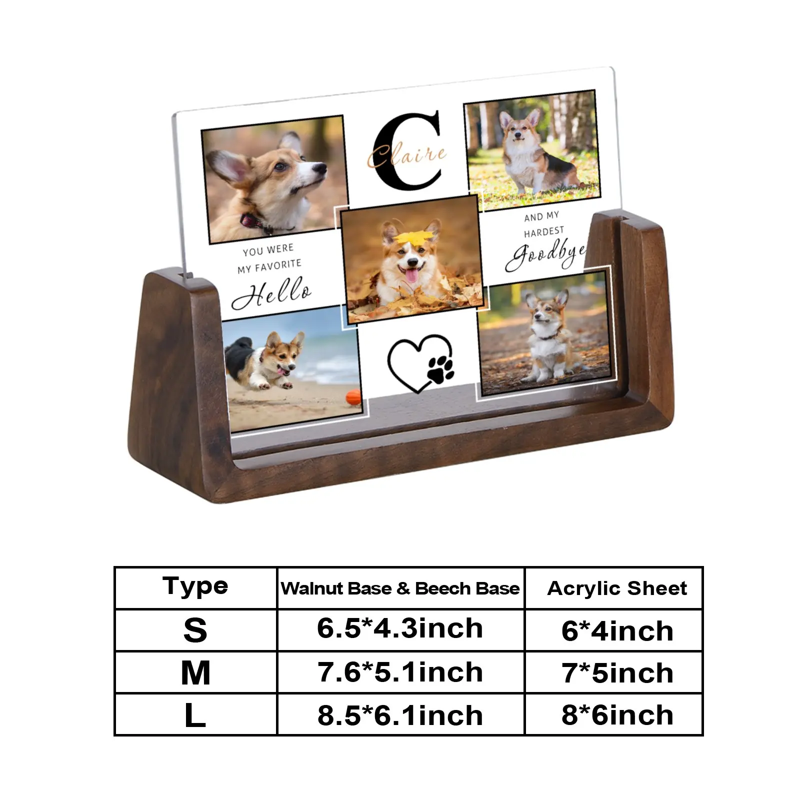 Personalized 5 Pet Photo Collage Frame Custom Dog Memorial Rustic Picture Frame Loss Bereavement Present for Pet Lover Dog Owner