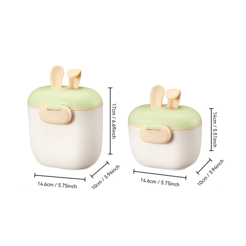 New Silicone Rabbit Ear Formula Dispenser, Milk Powder Container, Matte Surface Milk Powder Box with Spoon, Lock and Strap