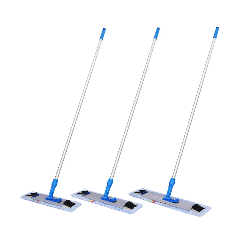 Industrial large size wide head plastic flat dry mop with reusable microfiber mop for wood floor waxing