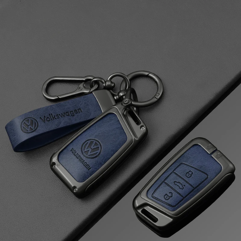Leather Car Remote Key Case Full Cover Protection Shell for VW Volkswagen Magotan Magotan GTE Passat B6 B7 B8 CC Arteon Keychain view 6