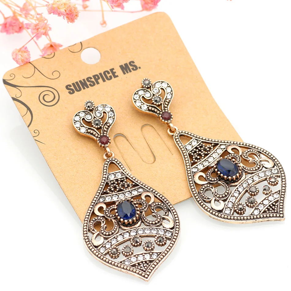 Bohemia Vintage Big Earrings For Women Turkish Ethnic Wedding Drop Earring Max Brincos Grandes Antiuqe Gold Color Indian Jewelry