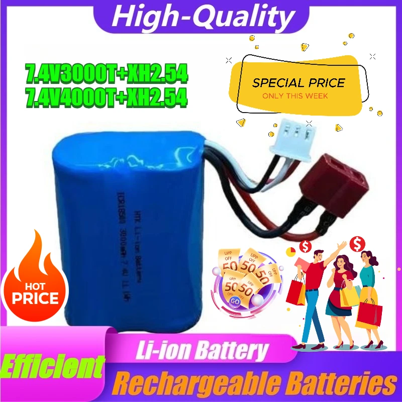 

7.4V 4000mAh 18650 Lithium Battery for Remote-controlled Car Parts 2S 7.4v Battery Pack Rechargeable Batteries