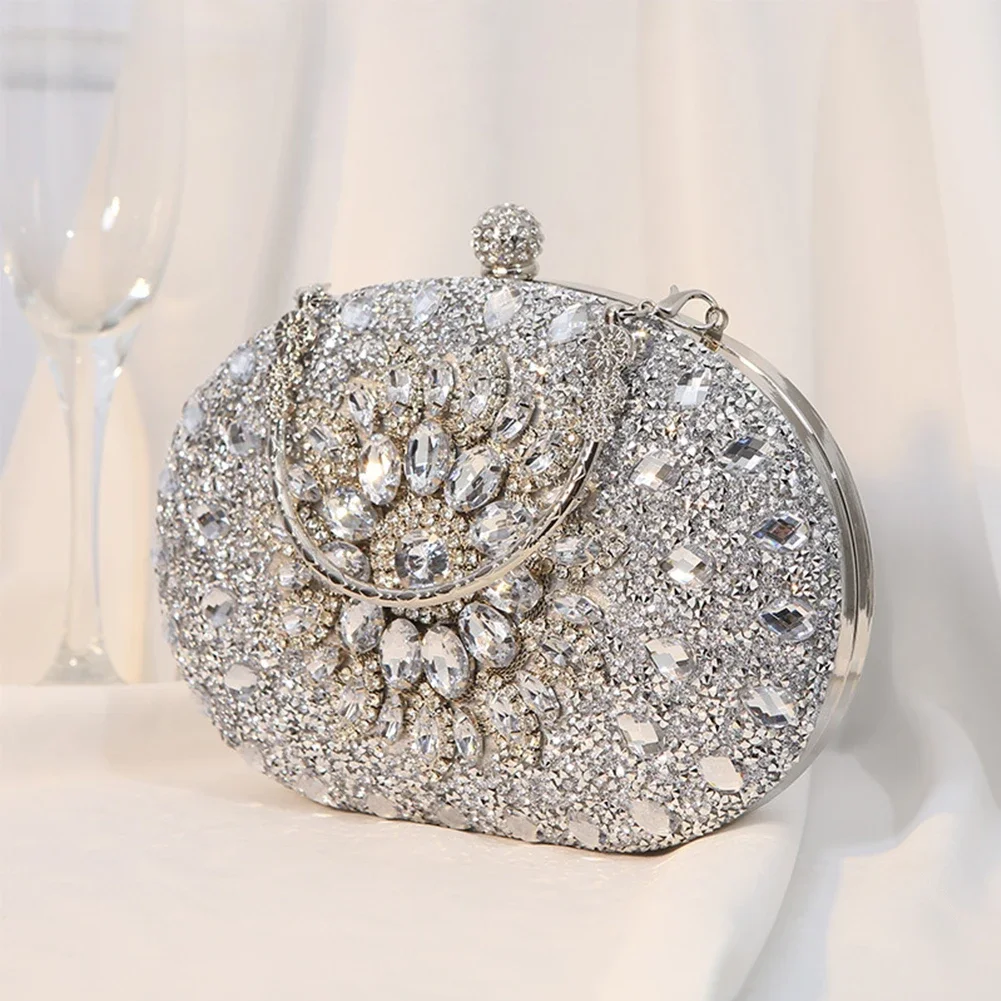 New Diamond Luxury Women Clutch Evening Bag Wedding Crystal Ladies Cell Phone Pocket Purse Female Wallet for Party Quality Gift