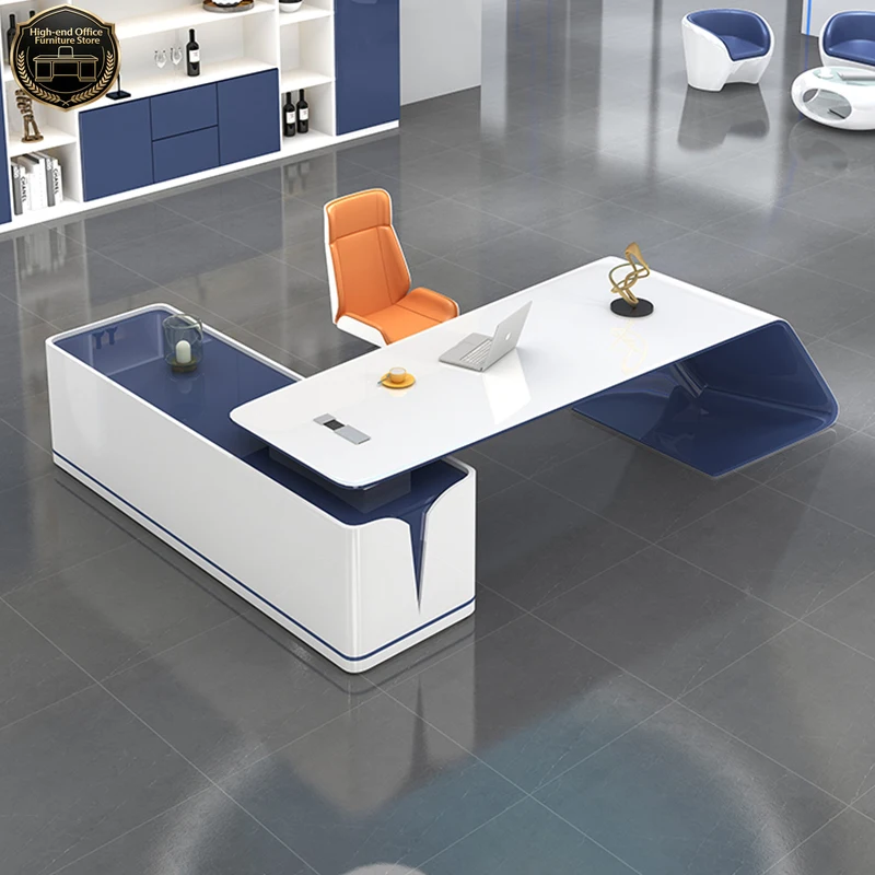 

Деревянный недорогой офисный стол руководителя с современной системой хранения, регулируемый компьютерный стол для работы стоя, белый рабочий стол-степлер (Scrivania)