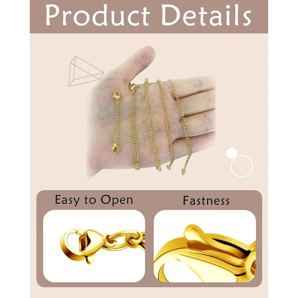 10Pcs Chain Extenders for Necklaces Bracelet Stainless Steel Extension Chain for Women Jewelry Making - view 4