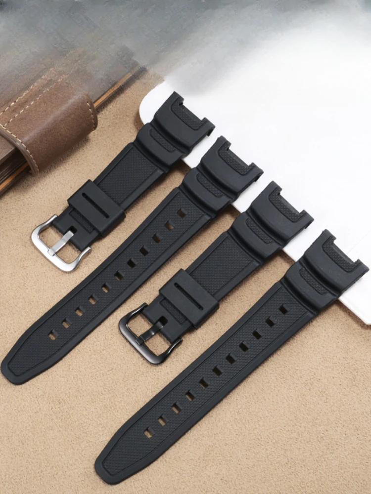 For Casio Silicone Concave Interface 24mm Accessories SGW-100-1V/2B Series Electronic Watch Rubber Waterproof 3157 Watchband