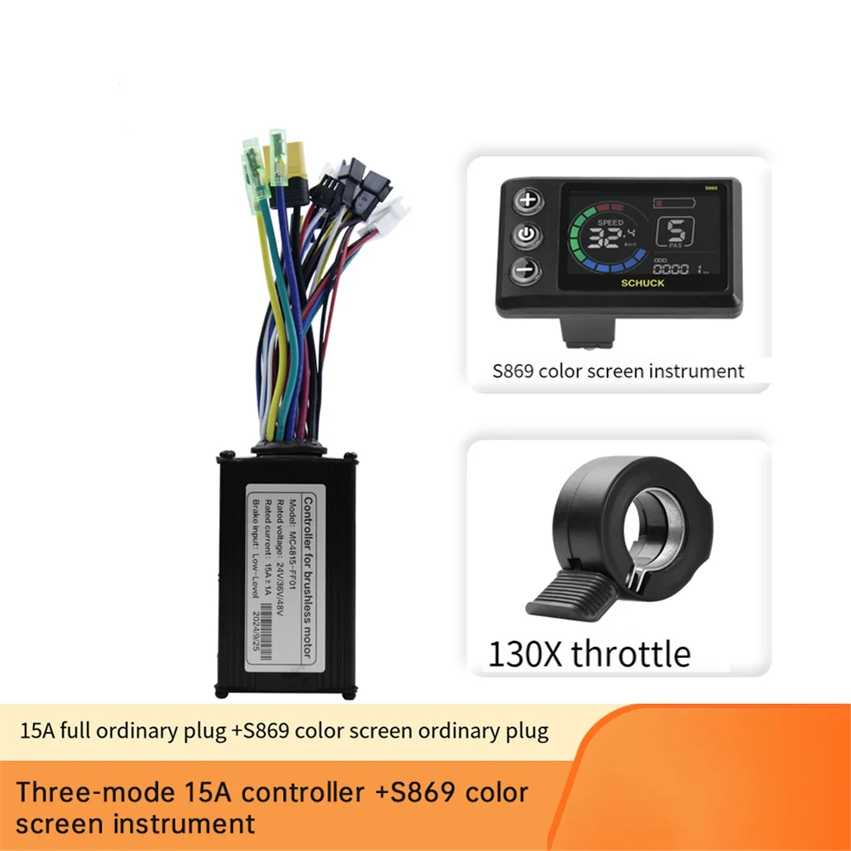 

AB01 Electric Bike Kit with 36V 48V 15A 3 Mode Controller with S869 LCD Display and Thumb Throttle for Ebike