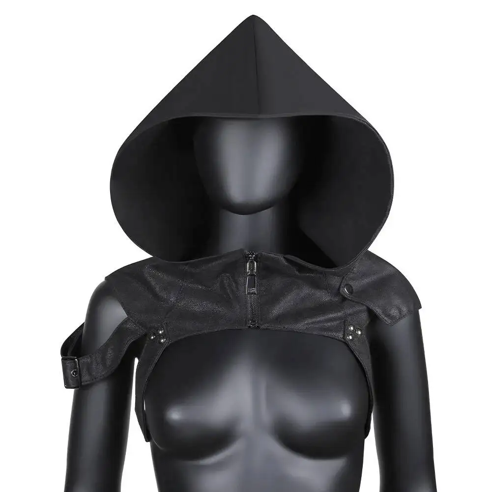 Y Demo Techwear Ninja Hoodie For Women Punk Rivets Sleeveless Zip-up Straps Vest Stage Costume Cosplay Party