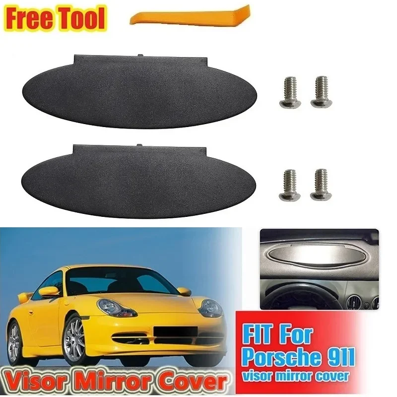 Fit For Porsche 996 997 911 Carrera 986 Boxster 987 Cayman 1/2Set Car Sun Visor Vanity Mirror Cover Black Replacement Parts