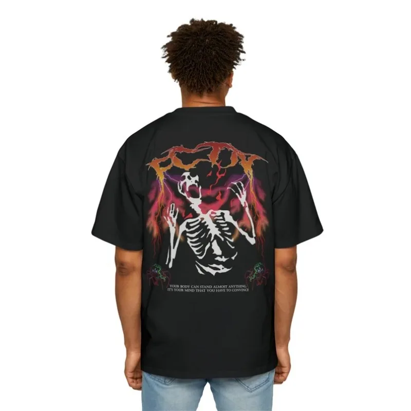 

Летняя хитовая футболка с креативным уличным принтом скелета, хлопковая, с коротким рукавом, модная спортивная одежда для взрослых и детей