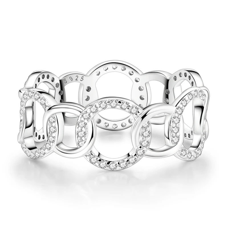 Original 925 Sterling Silver Eternal Circle Ring For Women Girls Jewelry Birthday Anniversary Gifts