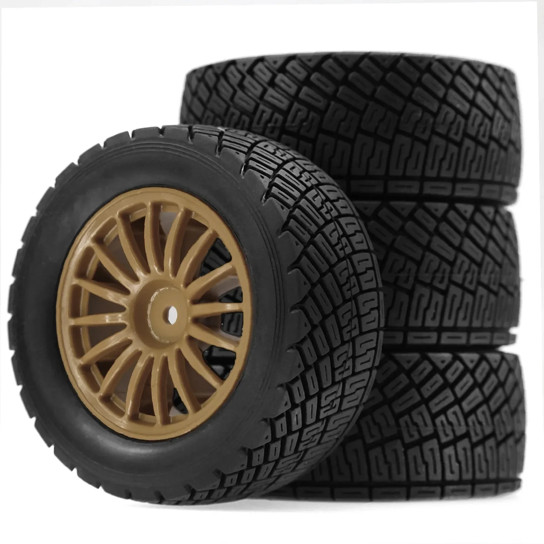 4 STUKS 80 MM Rally Rubberen Banden Velg Set Compatibel met 1/10 Off-Road RC Auto HSP 94177 HPI WR8 Flux Rally