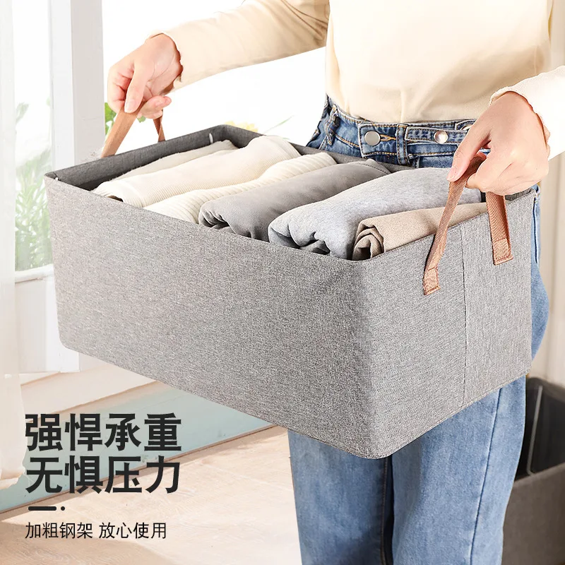 Organizer Steel Frame Folding Storage Basket Clothes Organizer Storage Box Wardrobe Home without Lid Portable Storage Box