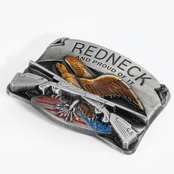 Alloy 3D Shotgun Belt Buckle para homens, Eagle finished, Western Cowboy Orgulhoso de Fixador de Redneck, 4cm Wide Belt Made, DIY Zinc Alloy