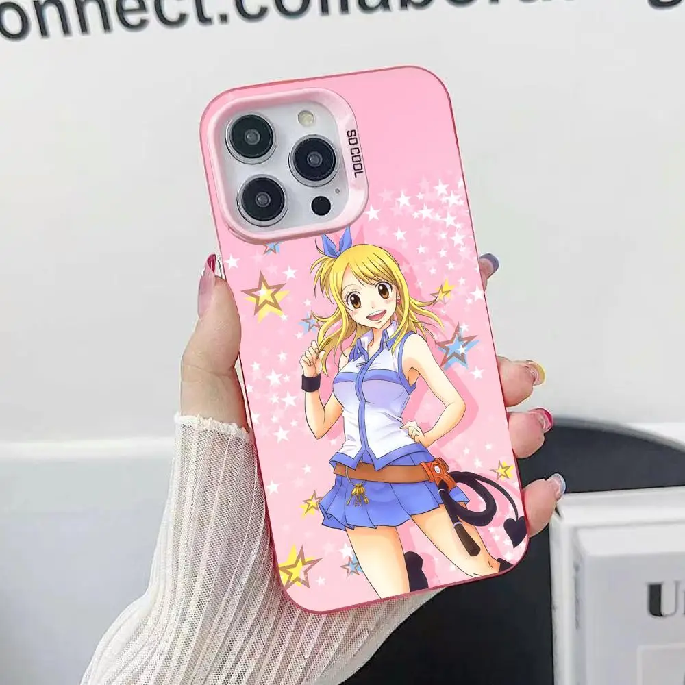 

Fairy Tail Lucy Phone Case for iPhone 17 16 15 14 13 12 11 X XR XS Air Pro Max Plus Pink Colorful Silver Cover