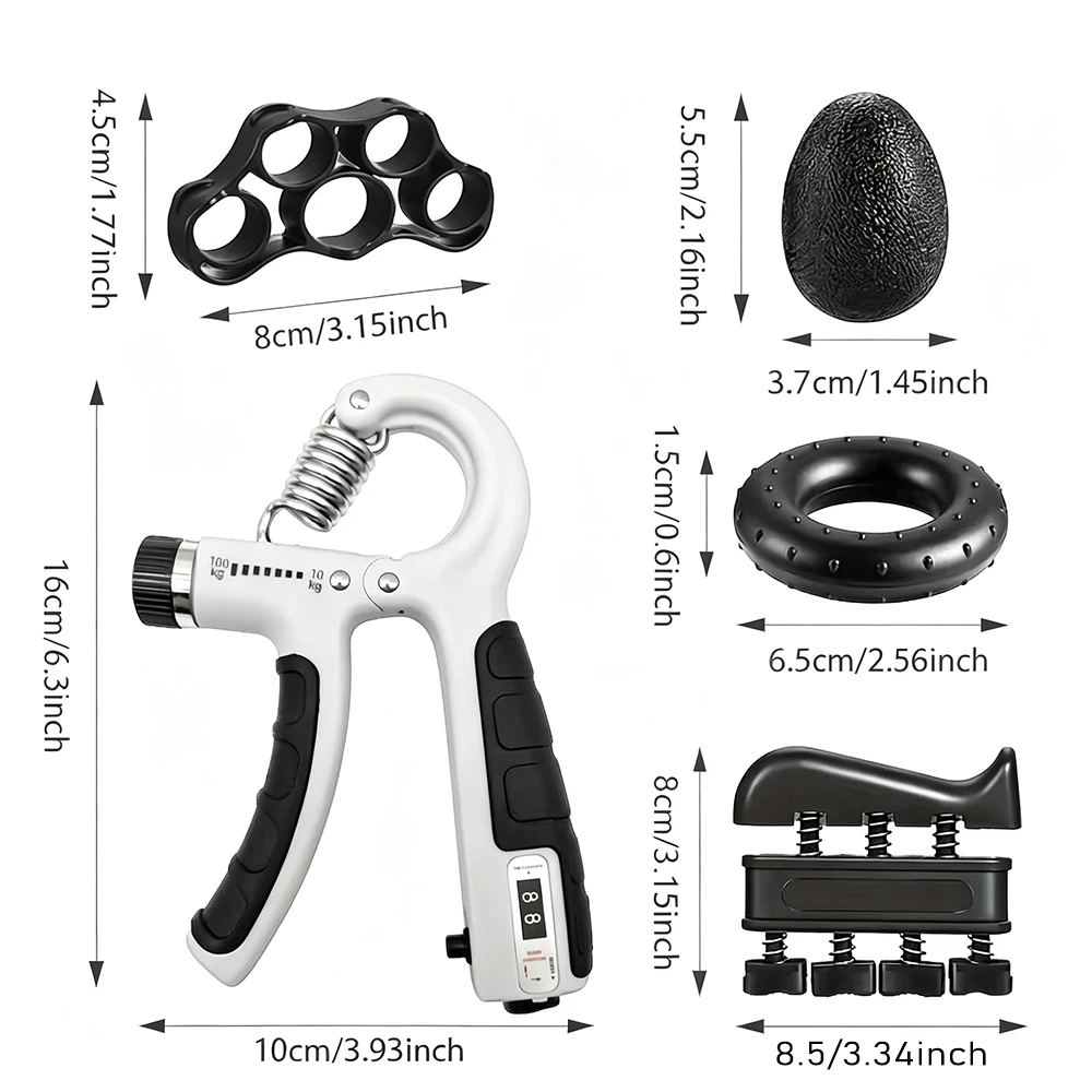 10-100Kg Adjustable Hand Grip Strength Strengthener Trainer Full Set With Counter Wrist Forearm And Hand Exerciser For Muscle