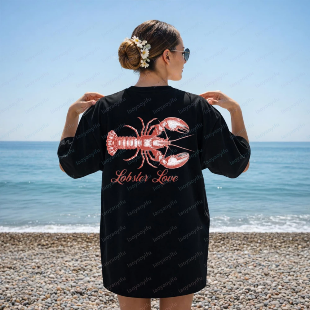 Lobster Love Tee Fisherman T-Shirt New England Fisherman Aesthetic TShirt Coastal Vibes Apparel Beach Retro Tshirt Y2k Tops Tee