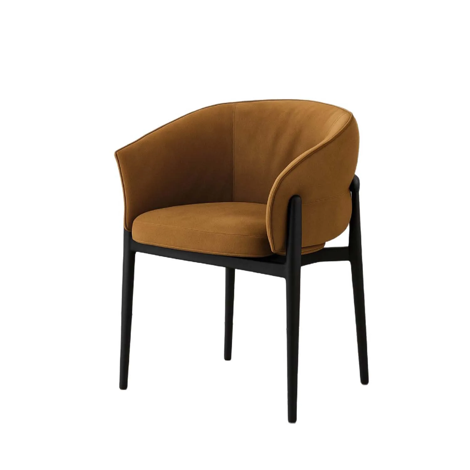 Italian Minimalist Dining Chair Solid Ash Wood Microfiber Upholstery Frosted Backrest Armchair for Home Tea Room Library Use