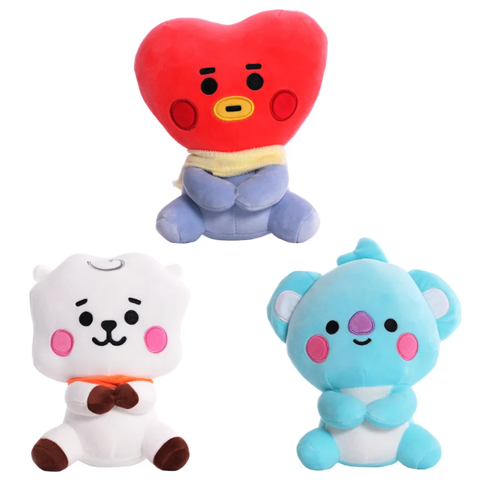 Bt21 bonecas de pelúcia tata koay shooky mang cooky chaveiro de pelúcia saco pingente ornamento anime dos desenhos animados brinquedos de pelúcia macios presente para crianças