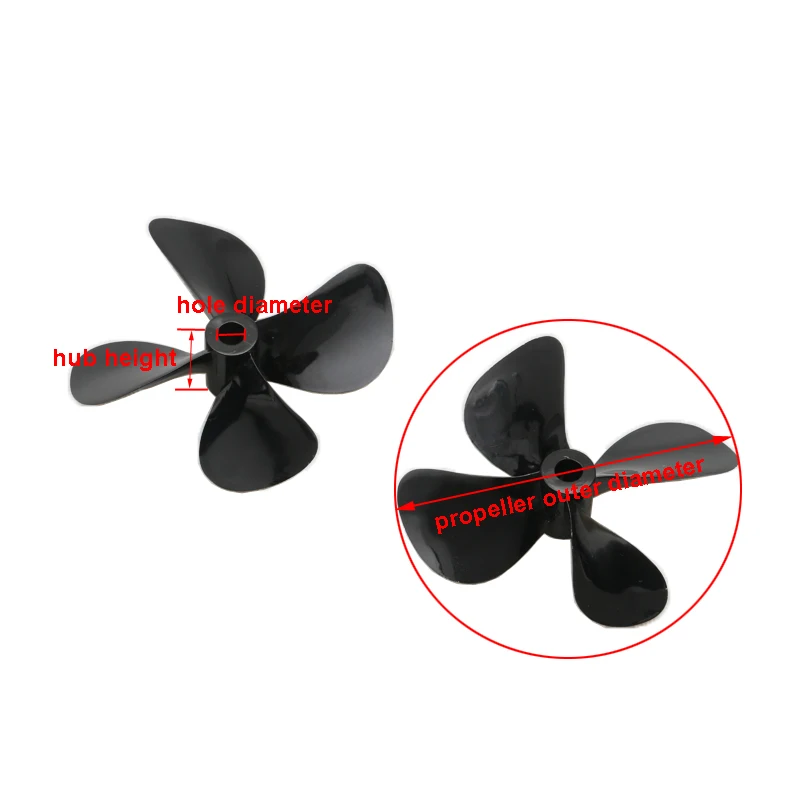 1Pair 4-Blade Paddle Immersion Propeller CW CCW Props with Shaft Hole Diameter 4mm 5mm for RC Ship Fishing Tug Boat DIY Parts