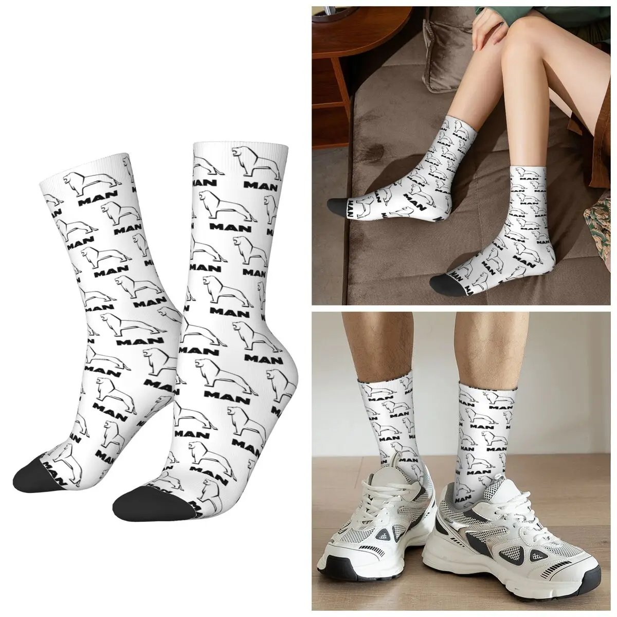 All Seasons Man Truck Bus Dual-use Logo Socks Harajuku Crew Socks Fashion Stockings for Men Women Valentine's Day Gifts