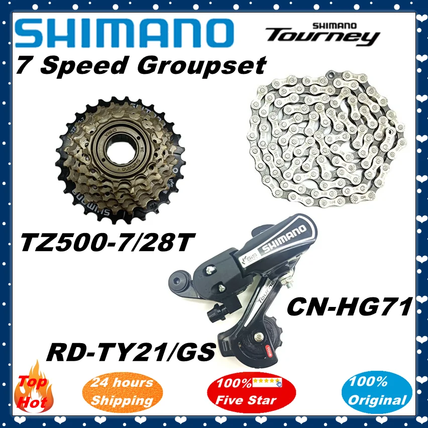 Shimano TY21 7 Speed Groupset RD-TY21 GS Bike Rear Derailleur TZ500-7 Cassette 14-28T 14-34T CN-HG71 Bike Chain 112L