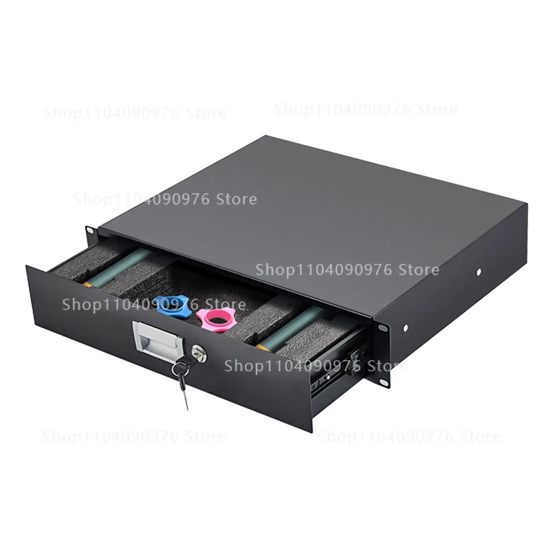 

2U Metal with Lock Strap Microphone Protection Cotton Wireless Microphone 19 Standard Cabinet Drawer Air Case Accessories