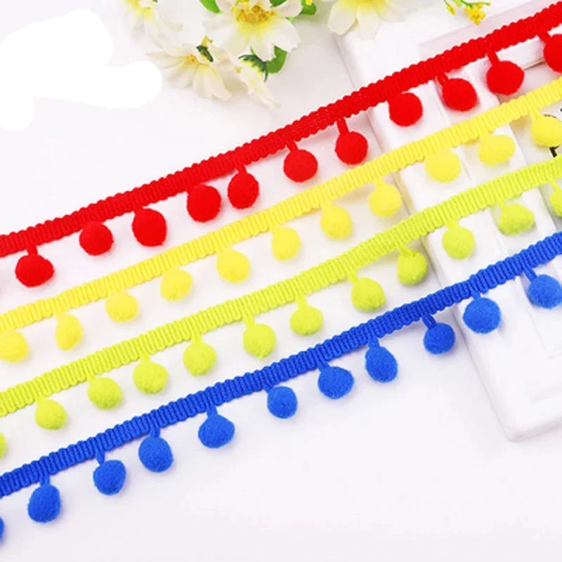 10 Yard Plush Ball Lace Ribbon Polyester Tassel Fur Ball Trim DIY Curtain Home Wedding Decorative Clothes Sewing Accessories