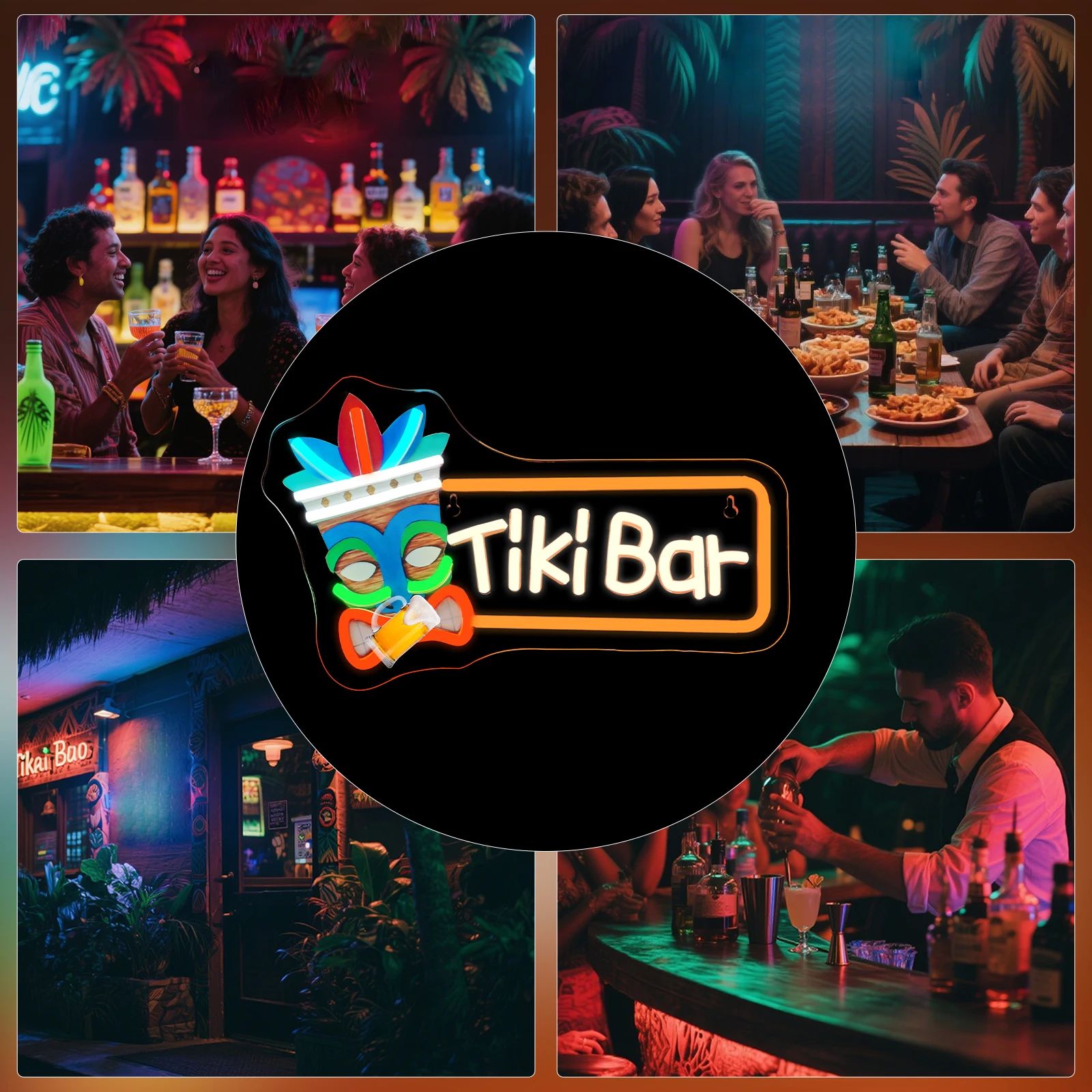 Tiki Bar Neon Sign UV Led Sign Light Wall Hanging Decor Neon Light with Push Button Control for Man Cave Pub Recreation Room view 6
