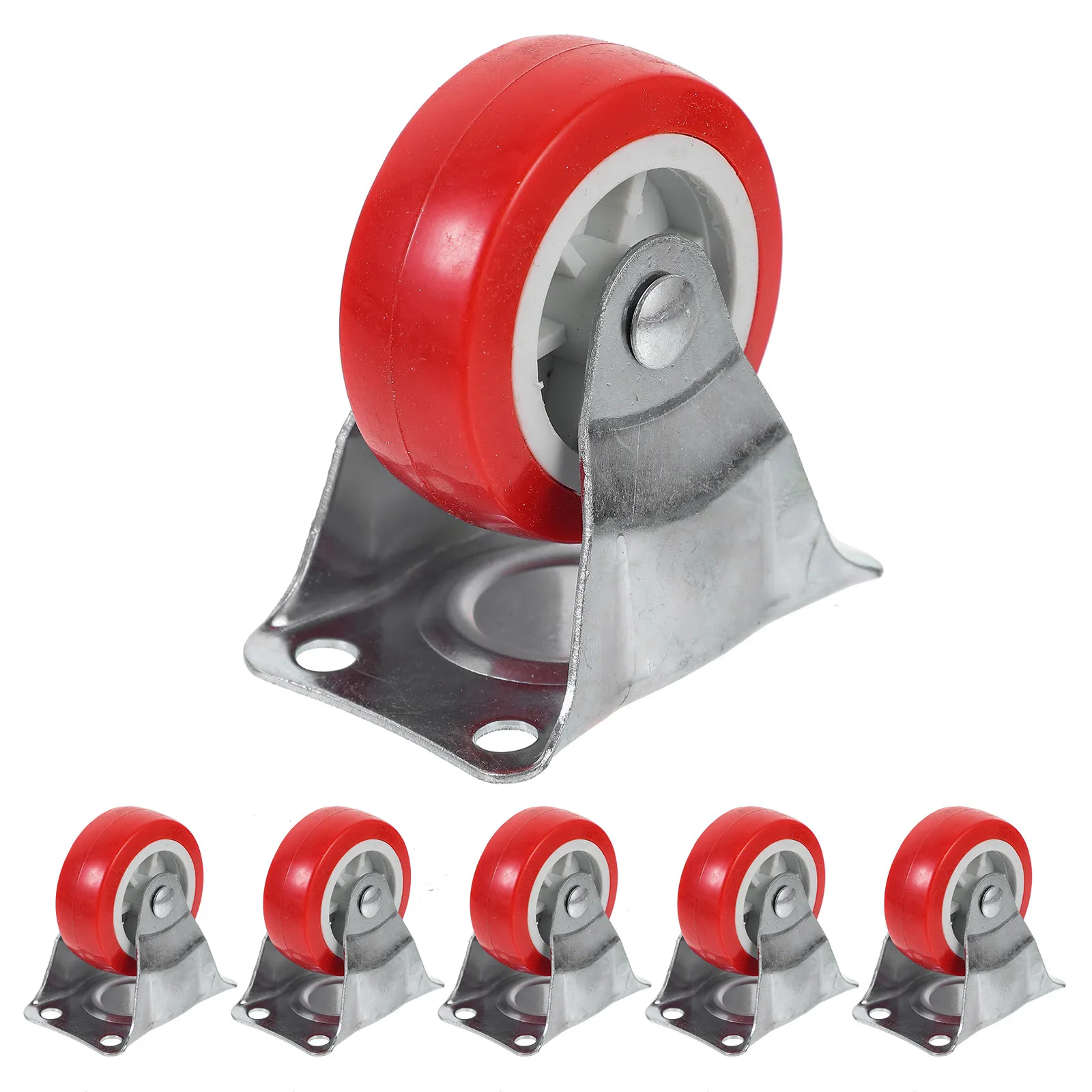 6Pcs Noise Rubber Caster Wheels Rigid Plate for Workbenches Industrial Furniture Heavy Duty Casters
