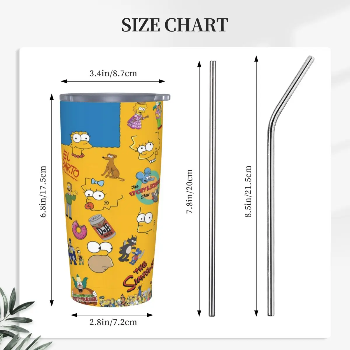 S-Simpsons Family Characters Stainless Steel Tumbler With Straws and Lid Large Capacity Car Mugs Hot Drinks Water Bottle