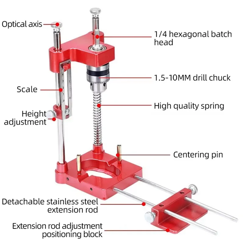

【24 Hours Sale】Woodworking Drill Locator Drilling Jig Punch Locator Holder Drill Guide Fixture Scale Positioner Dowel Jig