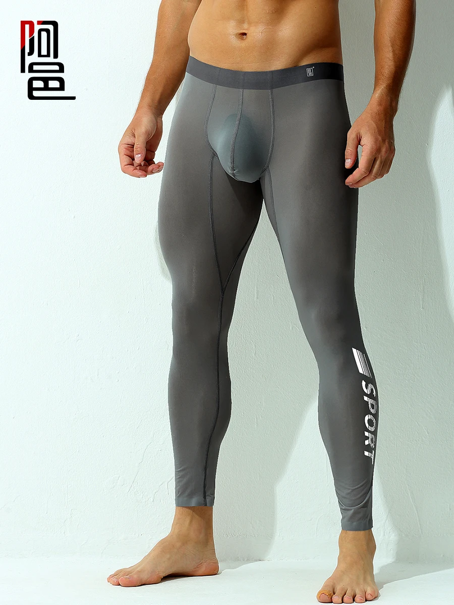 Home See Through Sheer Fitness Leggings Men Plus Size Tight Sexy Ultra-thin Elastic Sport Pants