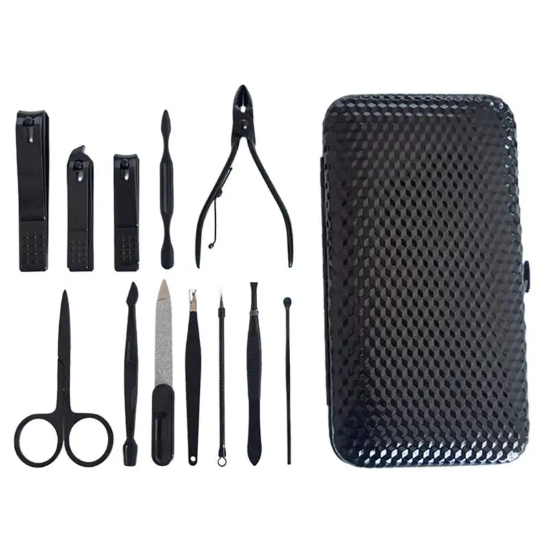 12PCs Manicure Cutters Nail Clipper Set Household Stainless Steel Manicure Kit Nail Clippers Pedicure Scissors Grooming Tools