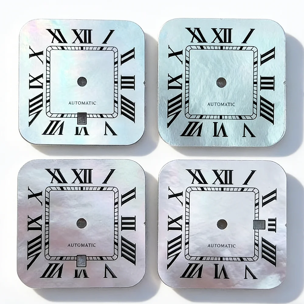 Esfera de reloj para mujer de 23.5mm NH05 MOP sin logotipo, cuadrada con números romanos, para movimiento automático Seiko Cartier Santos, piezas de modificación para caja de reloj de mujer.