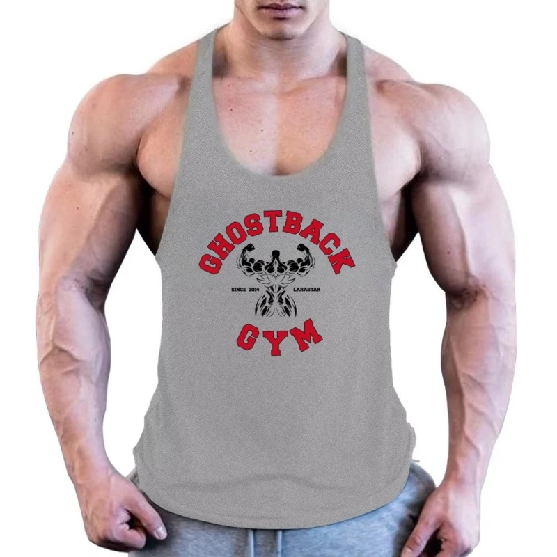 Men's Sleeveless Gym Stringer - Quick Drying Fitness Vest, Suspender Bodybuilding Top, Cotton Fabric Basic Exercise Vest