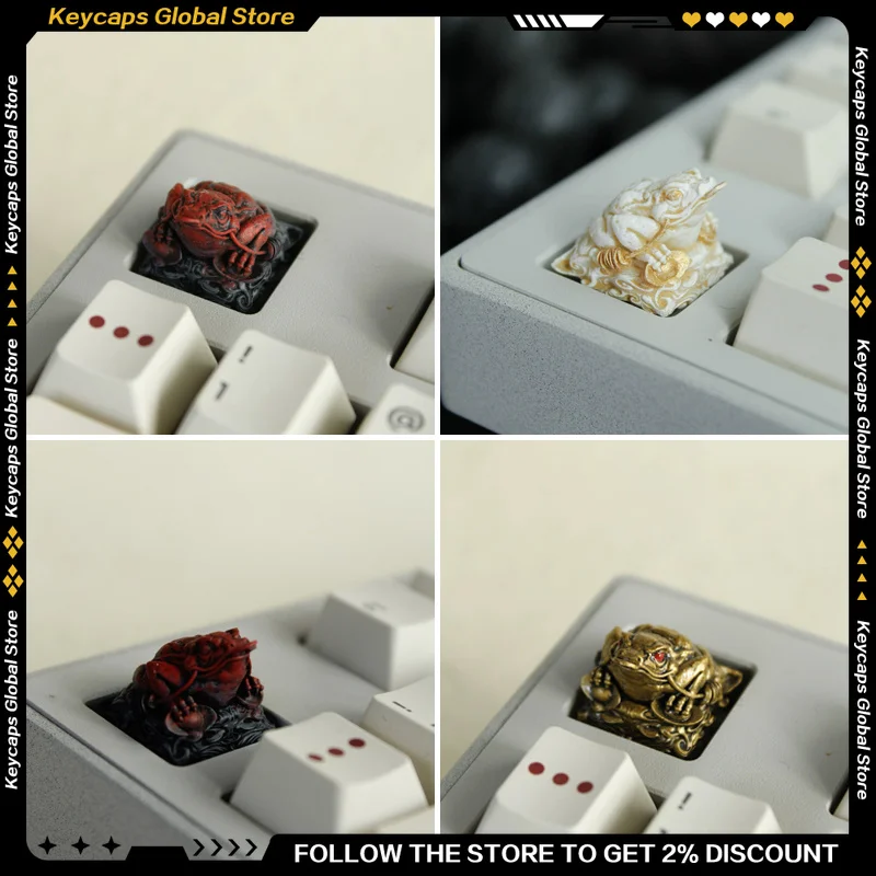 KIWI Artisan Resin Keycap Cute Toad Frog Themed Custom Handmade 3D Print Mechanical Keyboard Unique Desk Keyboard Decor