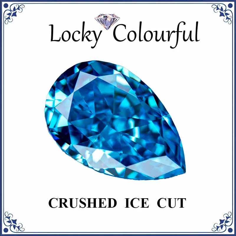 

Cubic Zirconia Crushed Ice Cut Pear Shape Aquamarine Color Charms Beads for Jewelry Making Ring Pendant Materials No Certificate