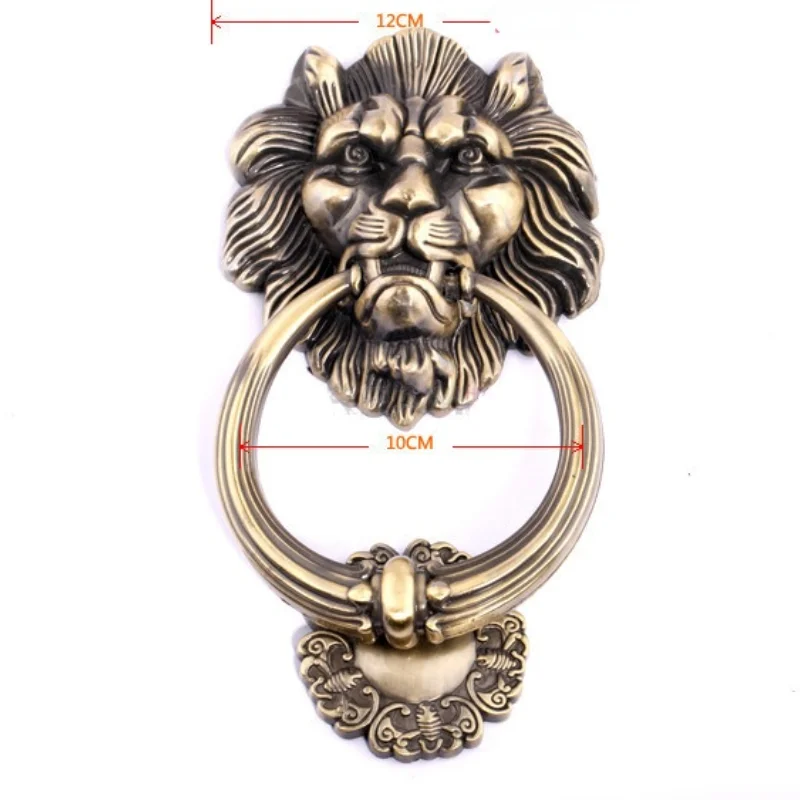 Aldrava de porta cabeça de leão para decoração de casa, antigo, grande, madeira, 12cm, 1pc