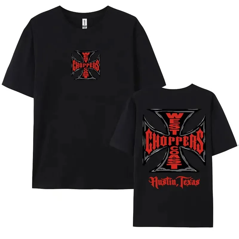 West Coast Choppers Iron Cross Graphic Tshirts for Hip Hop Harajuku Streetwear T-shirt Male Casual Cotton Oversized T Shirt